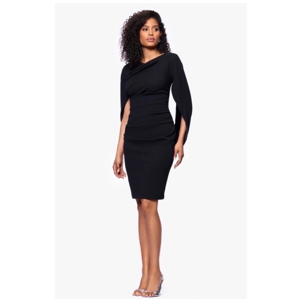 Betsy & Adam Jordan Short Scuba Crepe Draped Back in Black Size 6 P